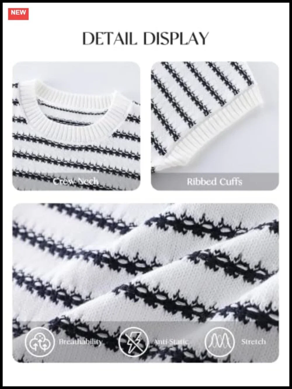 Women's Knit Sweater Vest, Cap Sleeve Striped Top